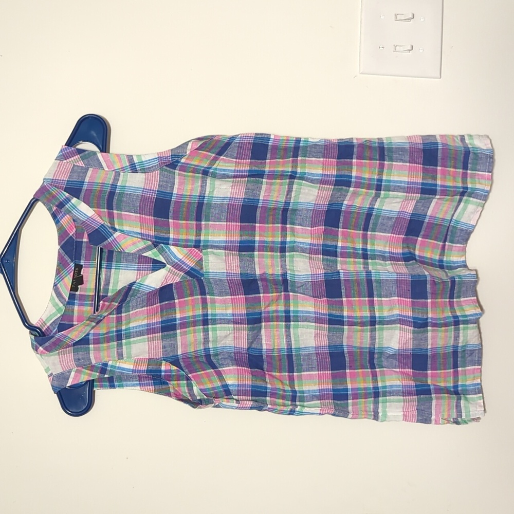 Talbots Woman's Sleeveless Multicolor Plaid Top Size XS
